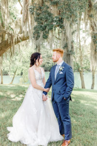 bride and groom sharing intimate moment after first look in soft natural light at Atlanta wedding