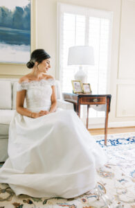 Timeless bride getting ready portrait with natural light before Atlanta cathedral wedding