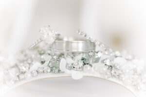 Crystal bridal shoes and wedding jewelry detail for timeless Atlanta wedding