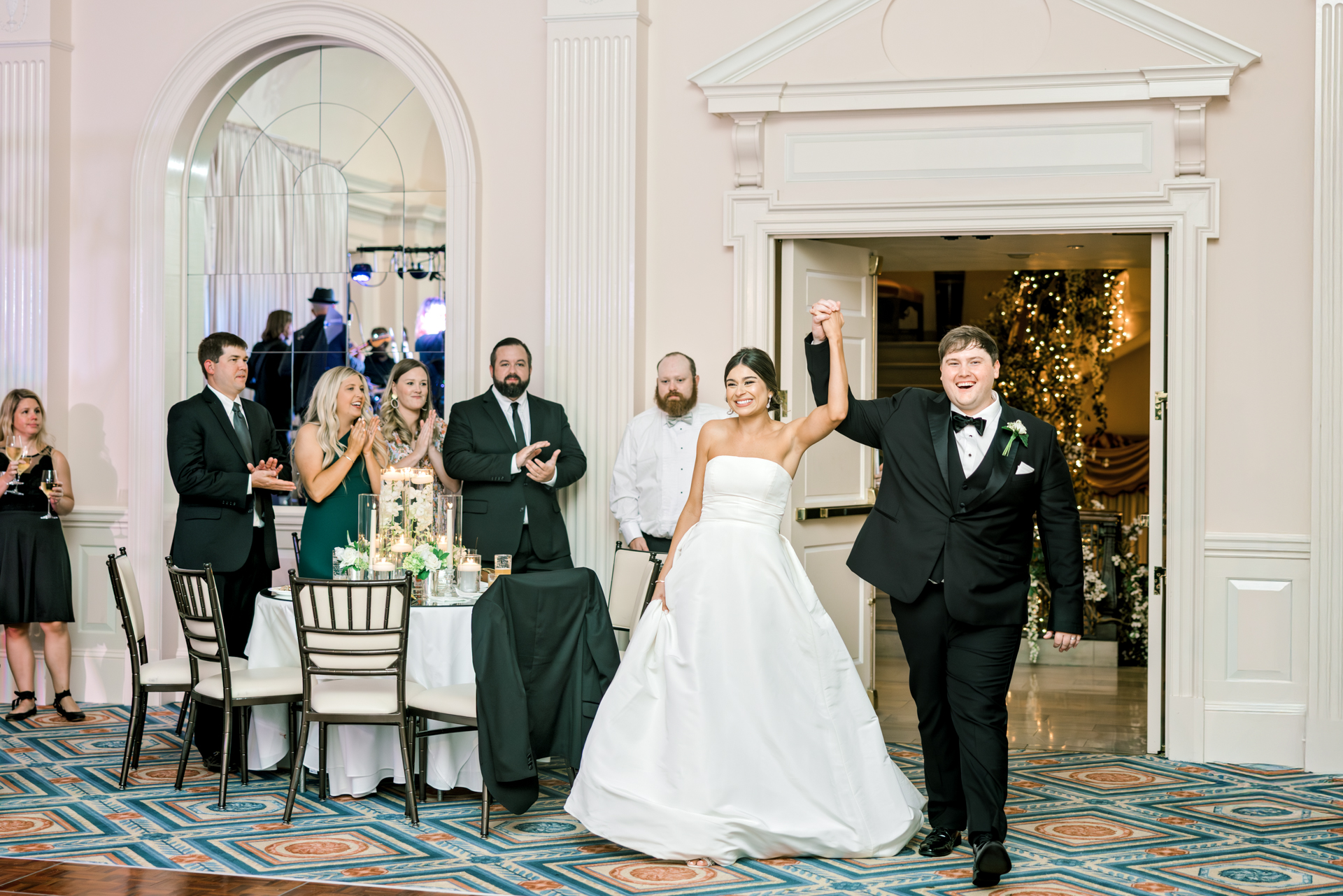 Bride and groom grand reception entrance at Capital City Club wedding reception in Atlanta