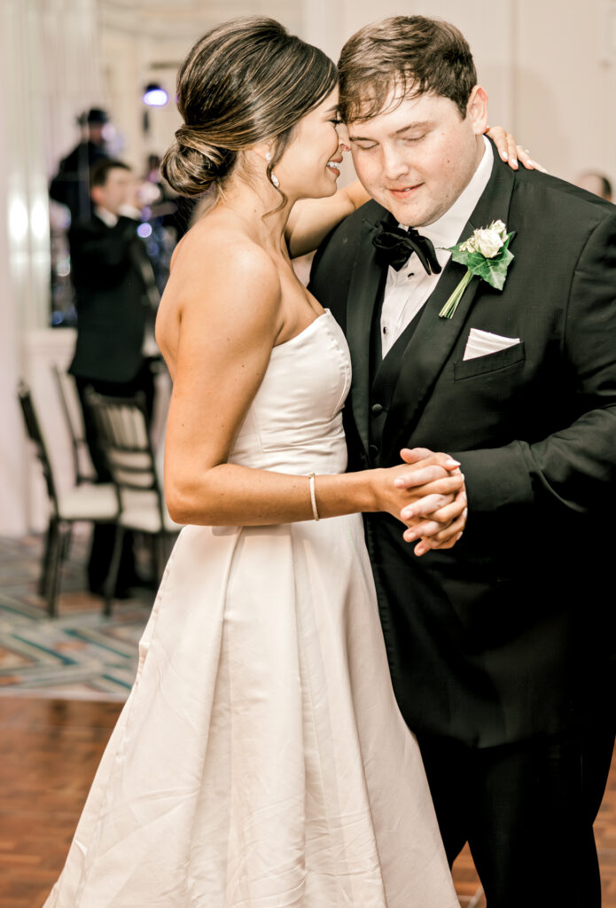 Intimate first dance moment at Capital City Club wedding with timeless editorial photography