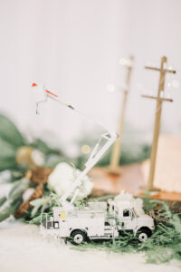 Lineman themed groom’s cake detail photographed during a private Lake Mary wedding reception