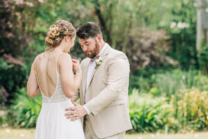Documentary Atlanta wedding photography capturing a groom’s emotional reaction during a first look